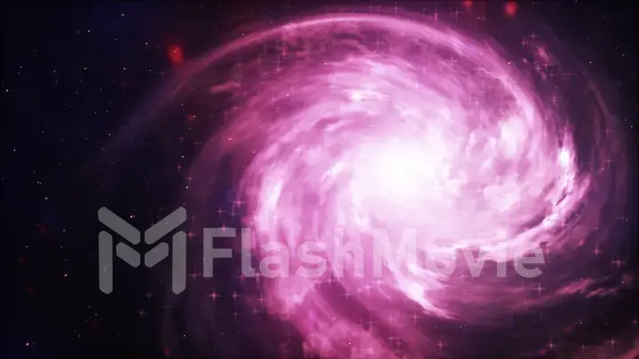 Bright galaxy. Abstract stars on black background. Fantasy fractal texture in red, pink and light purple colors. Digital art. 3d illustration