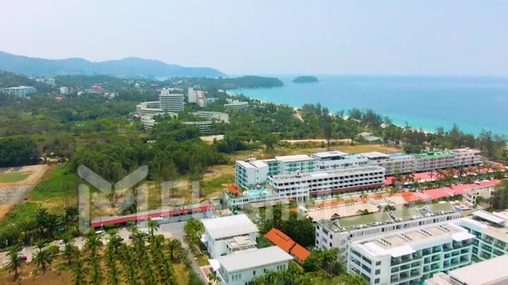 Aerial photography on the beautiful Karon beach in Thailand. Hot resort place
