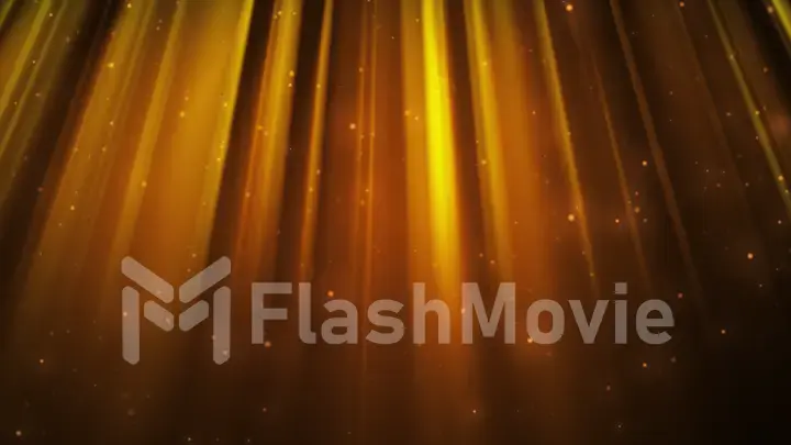 3d illustration background with golden rays of light and sparkling particles