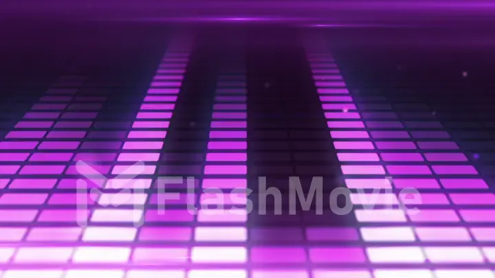 Music control levels in purple color bars. Audio equalizer bars moving.