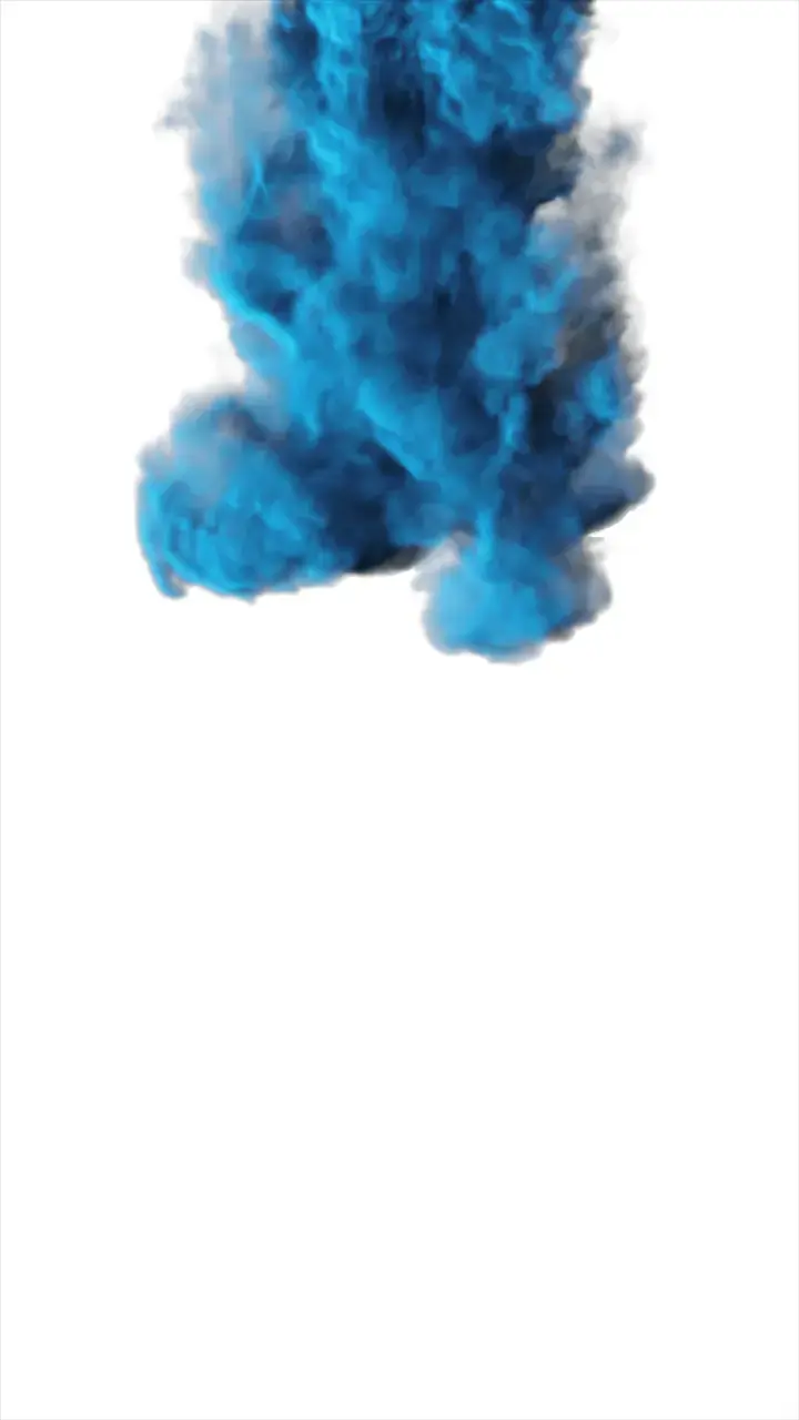 Blue dense smoke on a white background isolated