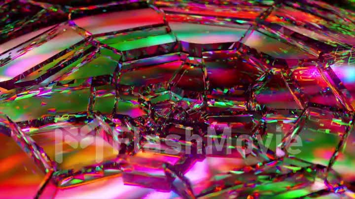 Glass whirlpool. Cyclic wave movements. Pink green color. 3d animation of a seamless loop