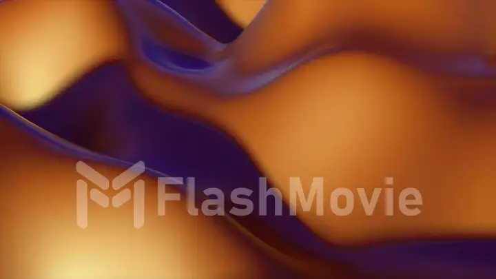 3d render of liquid orange material.Abstract background animation. Wave and ripples ultraviolet lines. 3d illustration