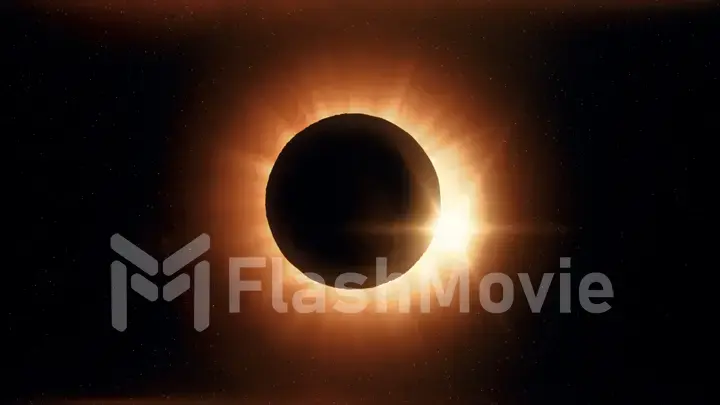 Full solar eclipse. The Moon mostly covers the visible Sun creating a diamond ring effect. This astronomical phenomenon can be seen as a sign of the End of the World. 3d illustration