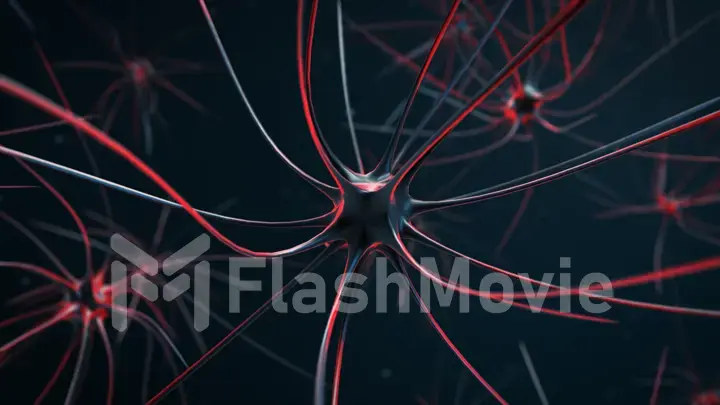 Irritated nerve cells in the body 3d illustration