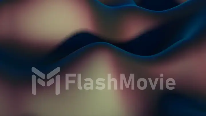 3d render of liquid dark material.Abstract background animation. Wave and ripples ultraviolet lines. 3d illustration
