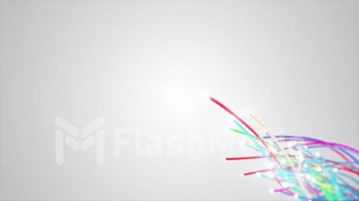 Spreading fiber wires in space. Camera movement for wires. The concept of distribution and transmission of information in the digital world. 3d render on isolated white background