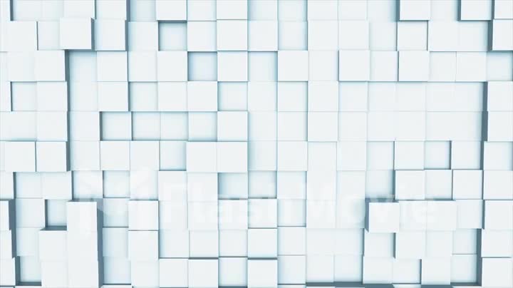Random waving motion abstract background from square geometric surface loop: light bright clean minimal squares grid pattern, canvas in pure wall architectural white. Seamless loop cg 3d animation