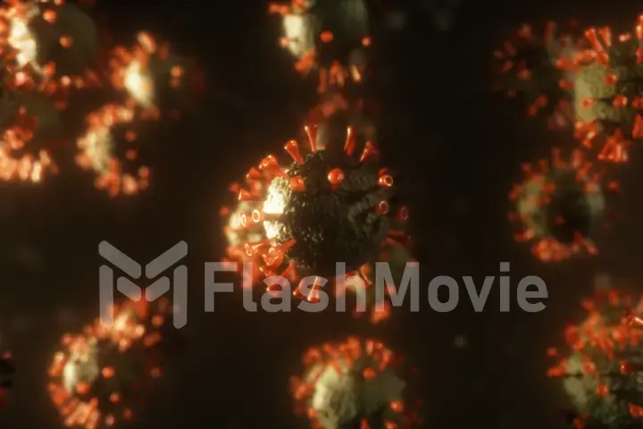 Dangerous virus 3d illustration for scientific researchers. Bacteria under the microscope. Coronavirus.