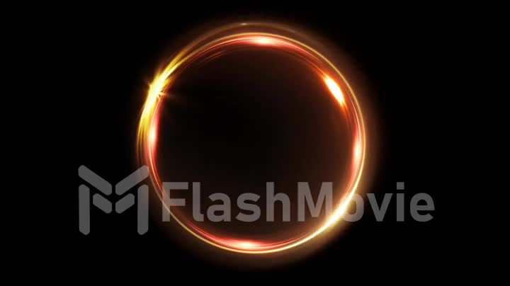 Abstract rotating neon circle in gold color