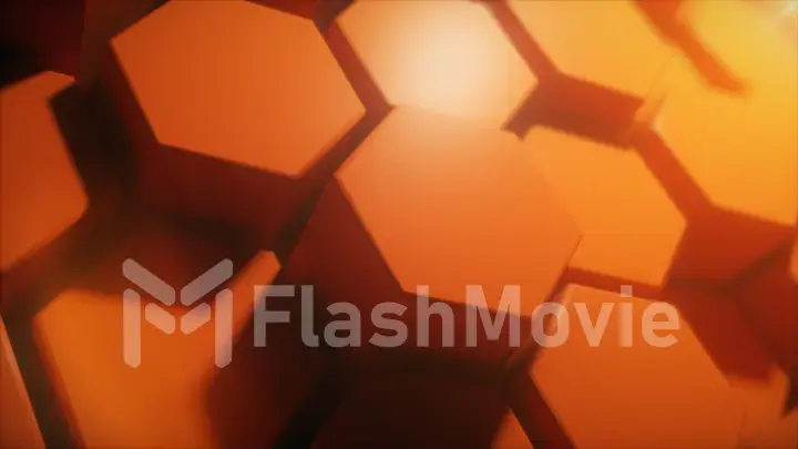 Abstract background made of moving plastic hexagons. 3d illustration