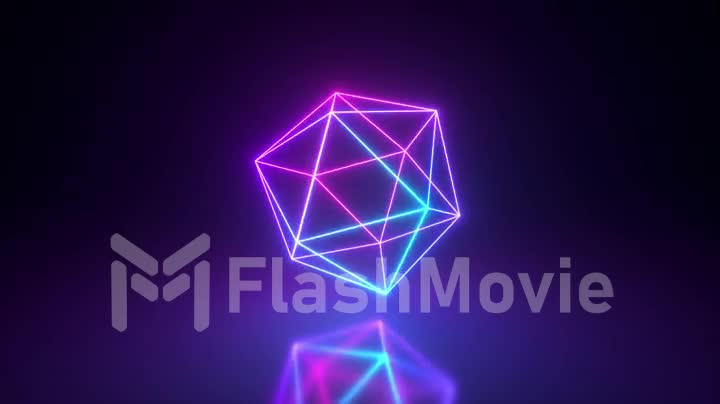 Abstract neon polygon rotating shape