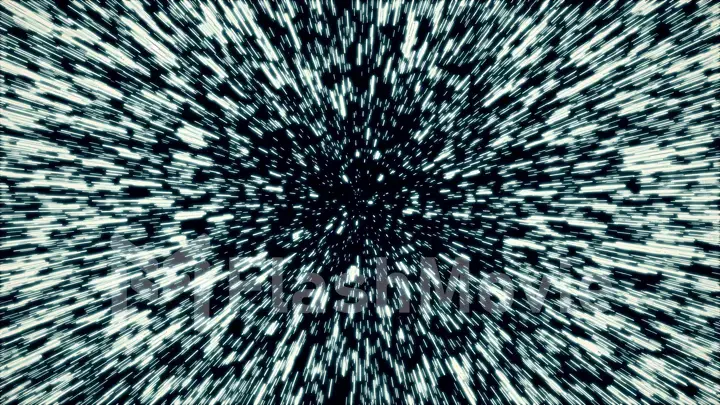 Abstract jump in space in hyperspace among stars and flying in the wormhole 3d illustration