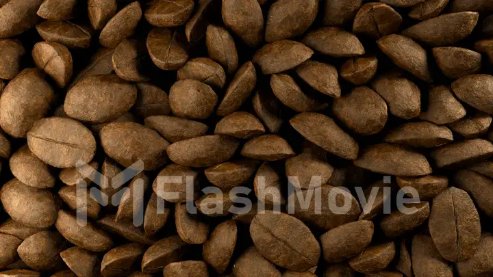 Falling coffee beans filling the screen, high quality 3D illustration