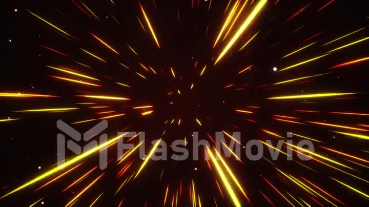 Hyperspace jump in outer space. The speed of light. Light from the stars passing by. 3d animation of a seamless loop.