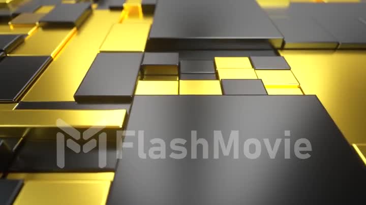 Abstract moving surface made of gold and plastic