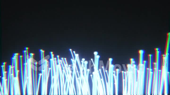 Abstract technology background. Optical fibers animation of distribution of the light signal from a diode towards a bunch. Used for high speed internet connection