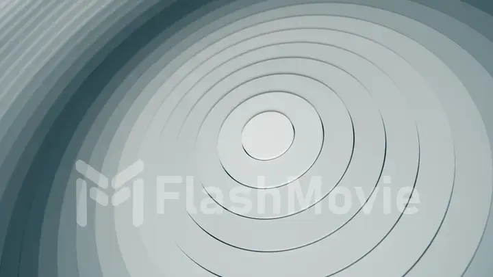 Abstract circles pattern with offset effect and smooth black and white gradient. Animation of light and dark clean rings. Abstract background for business presentation. 3d illustration
