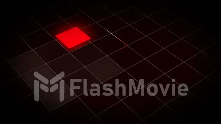 3d illustration of a glowing square in a grid. Seamless loop. Flat design. Place for your text . Concept of selection. Copy space