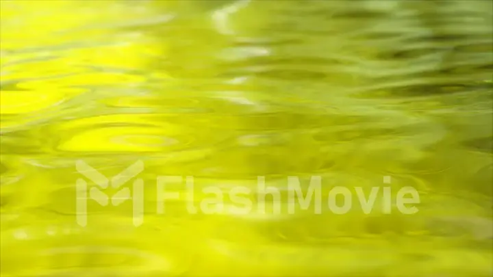 Yellow wave moving liquid surface. Water ripples.3d illustration