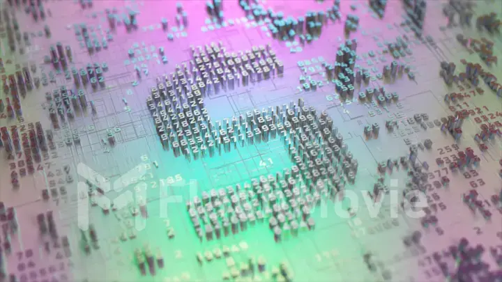 Dollar logo in the form of a microcircuit. Payment systems. Electronic transactions. Digital currency. 3d Illustration