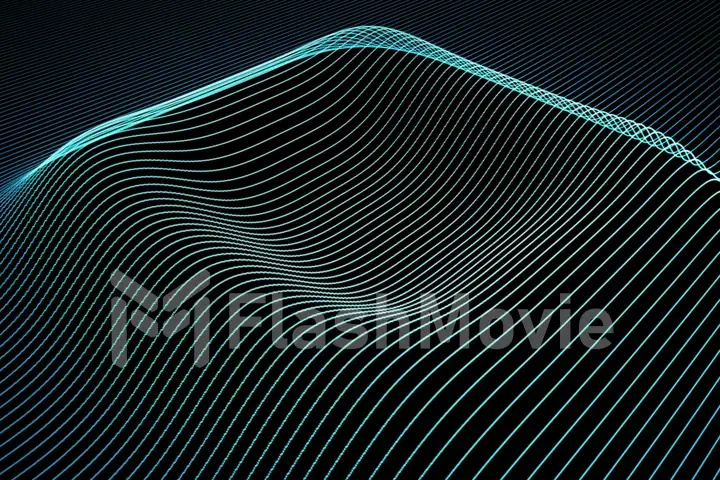 Abstract background with wavy color lines. Animation ripples on surface from neon lines. 3d illustration