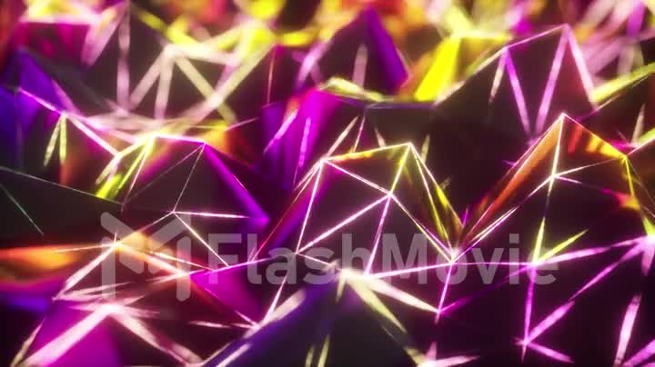 Abstract low polygonal black surface glowing surface
