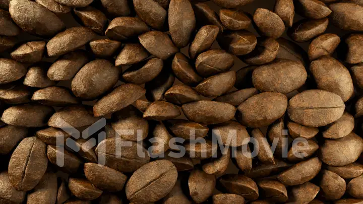 Falling coffee beans filling the screen, high quality 3D illustration