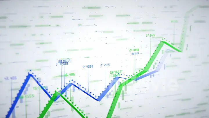 Two Growing charts on white background. Financial figures and number showing increasing profits 3d illustration