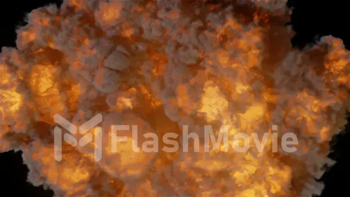 A realistic fiery explosion close up 3d illustration