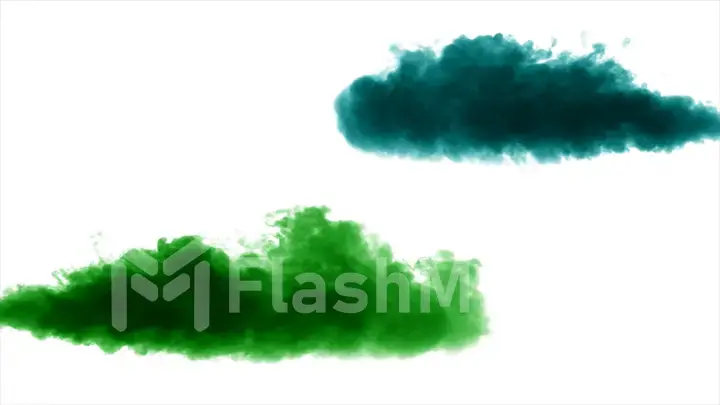 Colorful thick smoke on a white background isolated