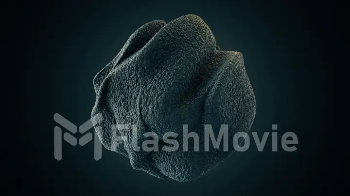 Abstract Black Textured Sponge Organic Sphere 3d illustration