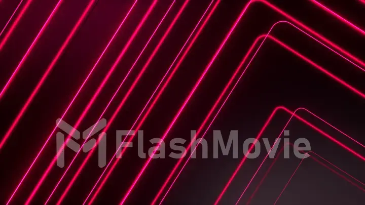 Red glowing neon lines abstract tech futuristic motion background. 3d illustration