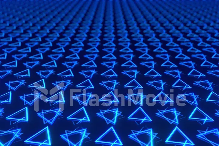 Abstract background of colorful symmetrically rotating triangles 3d illustration