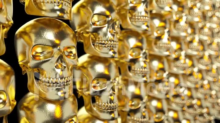 Wall of gold textured skulls