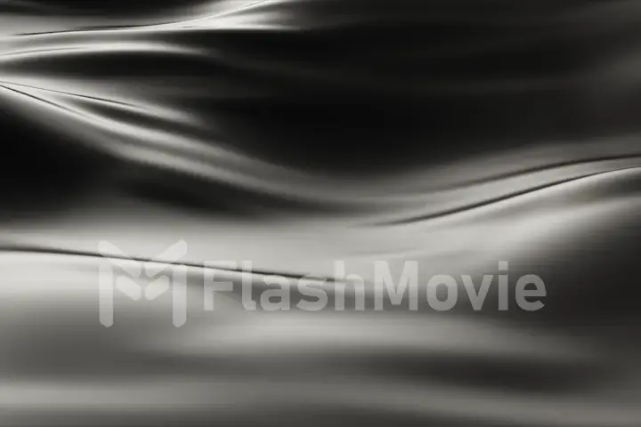 3d illustration abstract background of a developing fabric. Wave motion on black silk.