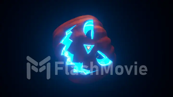 Endless flight through Halloween pumpkins with scary faces. Camera movement through the pumpkins. 3d illustration