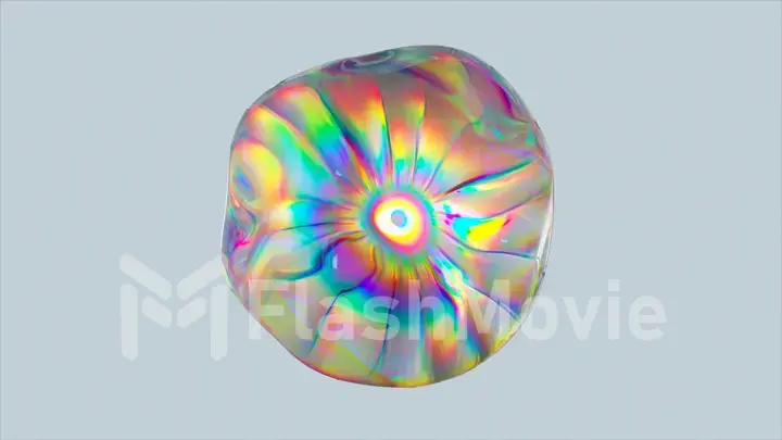 Abstract animation of a transparent sphere in the process of transformation. Light refraction. Prism effect. Dispersion