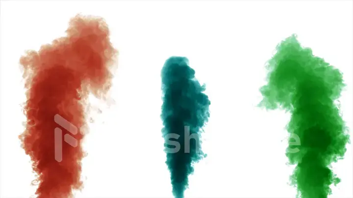 Colorful thick smoke on a white background isolated