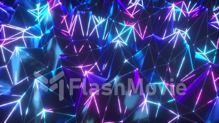 Abstract low polygonal black surface glowing surface