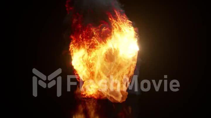Burning Collection. Fire takes the form of animals. Running gorilla. 3d animation of seamless loop.
