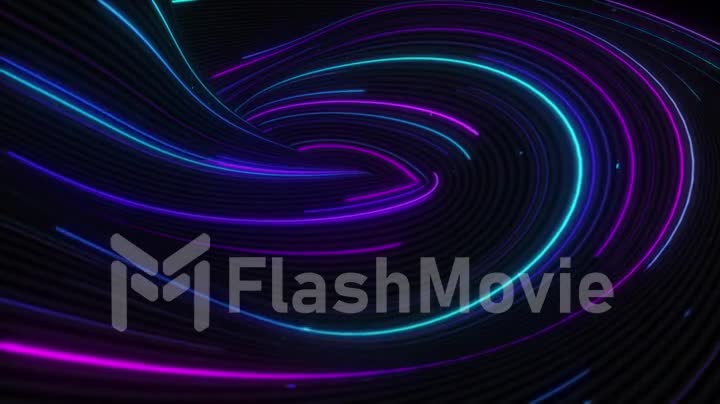 Abstract background of topographic map concept. Contour map. 3d render. Valleys and mountains. Geography concept. Wavy backdrop. Space surface. magic neon light curved swirl line