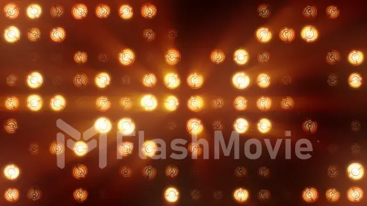 The wall of incandescent lamps is bright orange. LED background