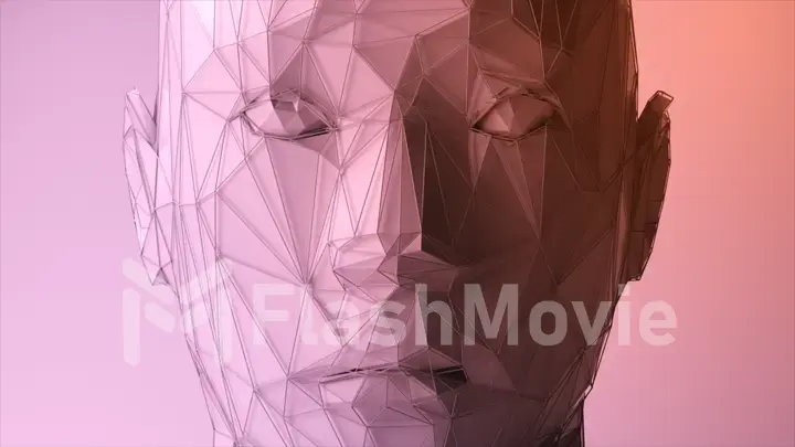 Abstract polygonal human face, artificial intelligence concept. 3d illustration