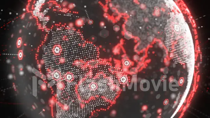 3d illustration of Digital planet earth data abstract of a technological data network transmitting communication, complexity and data flow of the modern digital era