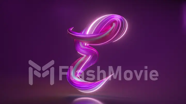 Collection Winding Alphabet. Unique twisted letters. Purple pink color. Letter E. 3d Illustration