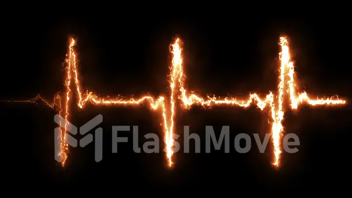 Fire Heart beat pulse in fire illustration