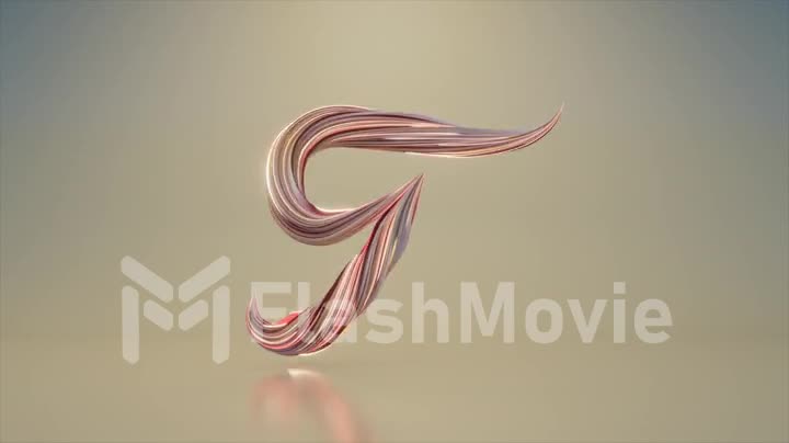 Collection Living Alphabet. Unique twisted letters. Red pink color. Letter T. 3d animation of seamless loop with alpha
