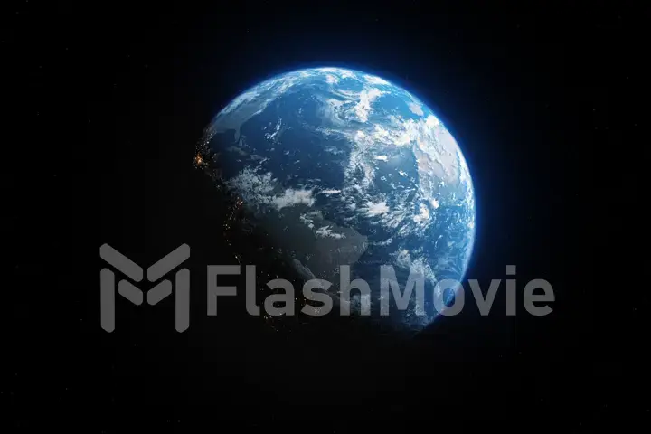 Glow planet Earth view from dark space 3d illustration