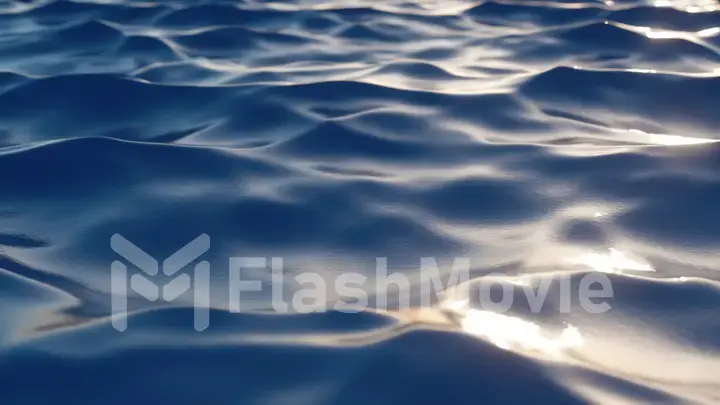 Bright blue sea wave surface in motion. Fresh drinking water, colorful video. Concept of environmental problems, lack of drinking water, climate change, global warming. 3d illustration